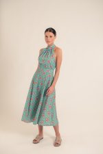 Vera Ludic Flowers Green Dress - Image 2