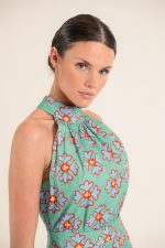 Vera Ludic Flowers Green Dress - Image 5