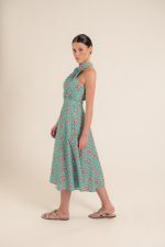 Vera Ludic Flowers Green Dress - Image 3