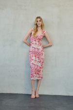 Felinia Midi Mesh Dress Pink Floral - Image 2