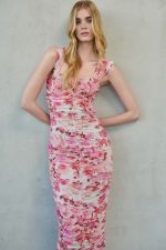 Felinia Midi Mesh Dress Pink Floral - Image 3