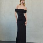 Off-Shoulder Maxi Mesh Dress Black