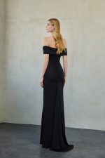 Off-Shoulder Maxi Mesh Dress Black - Image 3