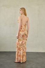 Sorelle Open Back Dress Peach Floral - Image 4