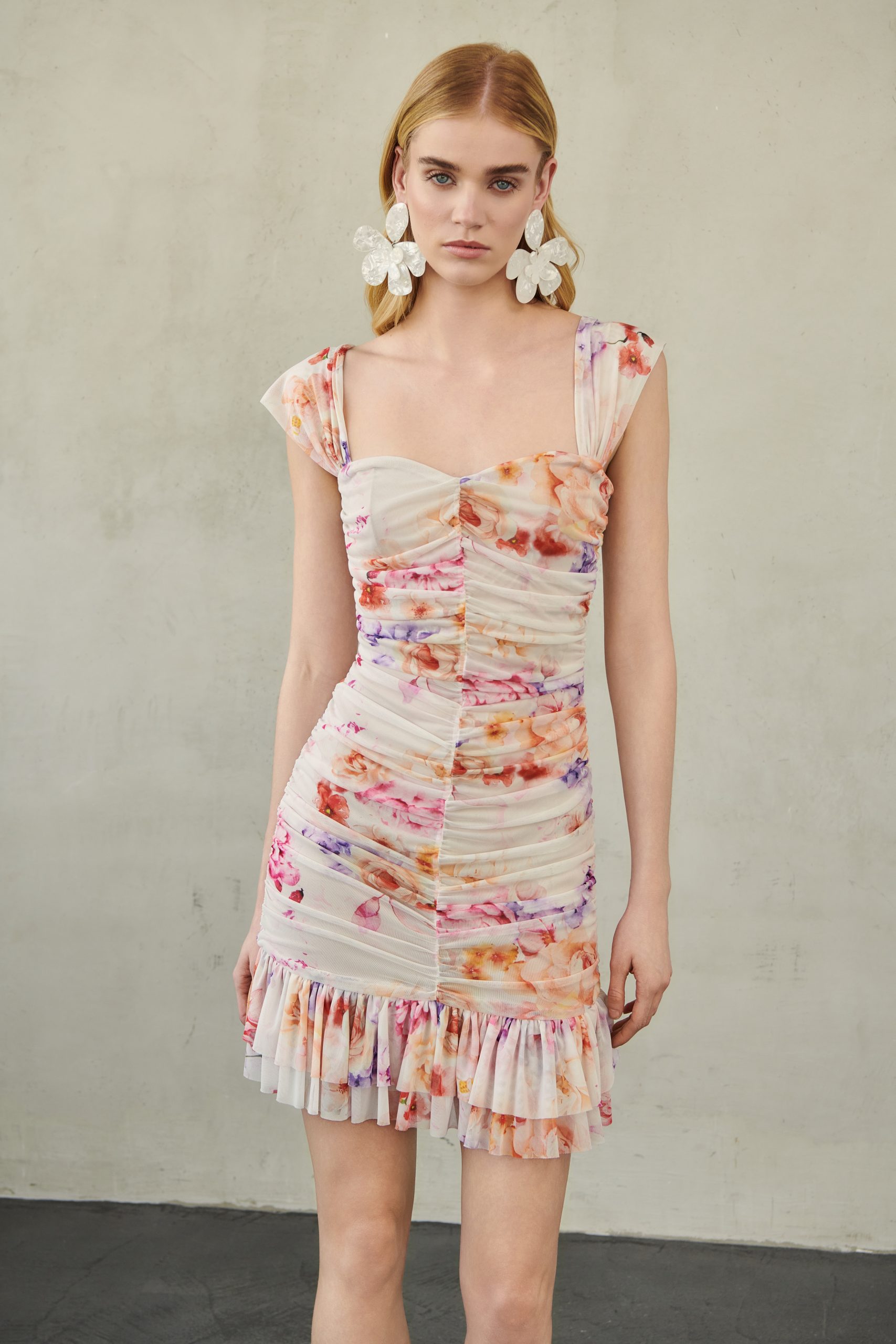 _DSC3537 Villy Mini Mesh Dress White Floral - Image 1