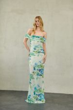 Off-Shoulder Maxi Mesh Dress Ciel Floral