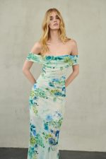 Off-Shoulder Maxi Mesh Dress Ciel Floral - Image 2