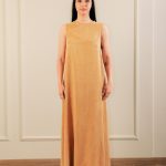 Cupro Maxi Dress Gold