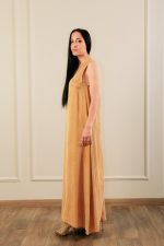 Cupro Maxi Dress Gold - Image 2