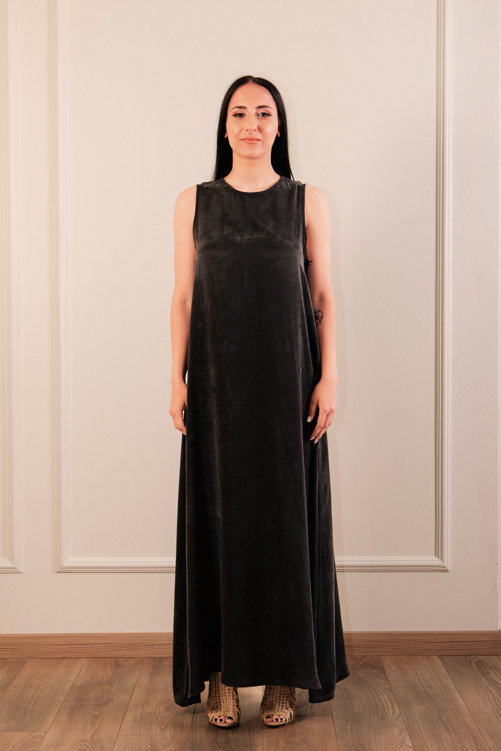 IMG_3910 Cupro Maxi Dress Black - Image 1
