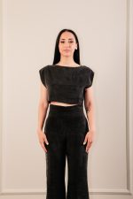 Cupro Crop Top Black