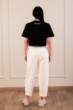 Elastic Denim Pants Off White - Image 4
