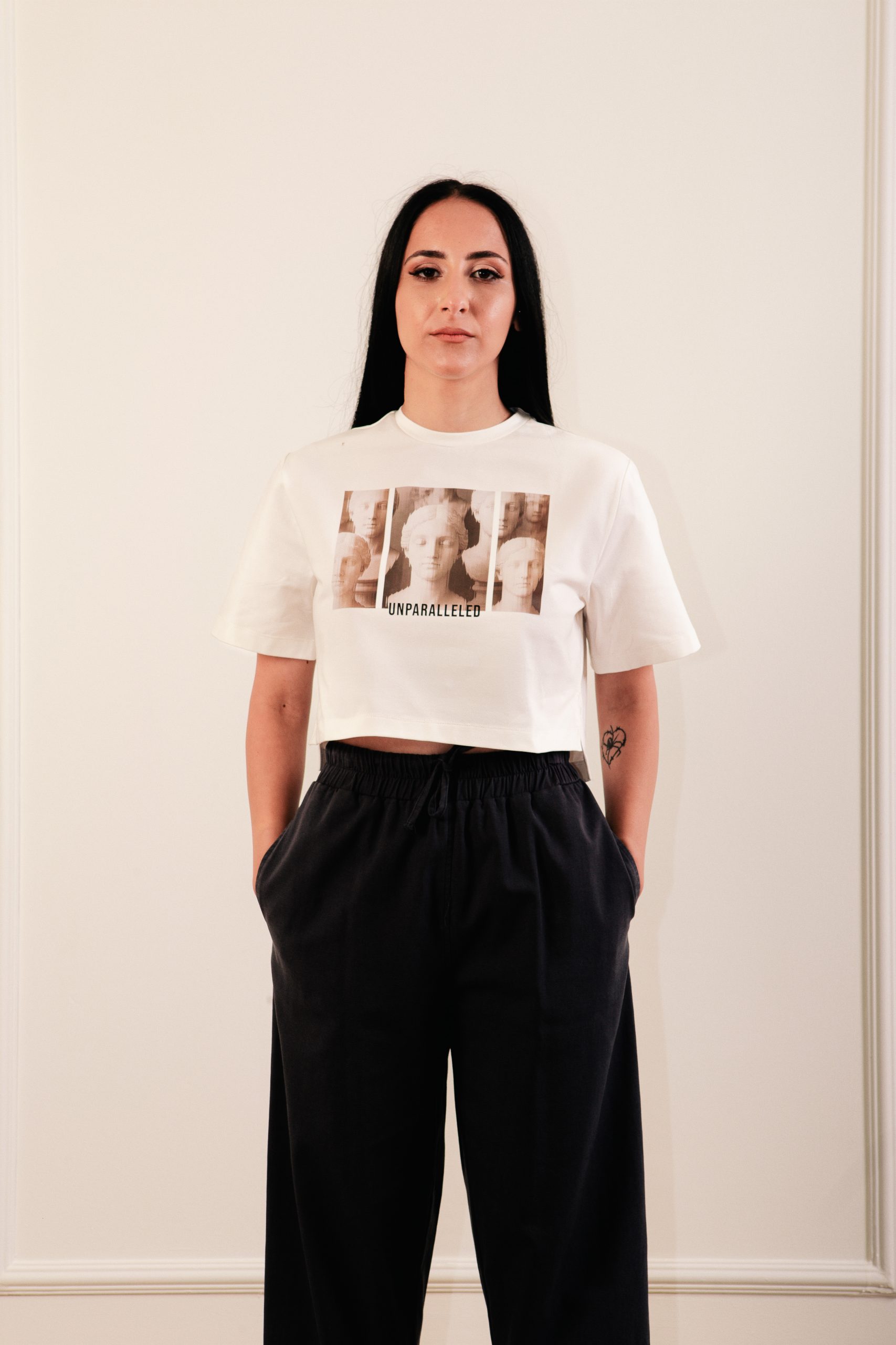 IMG_4406 Cropped T-Shirt Ecru - Image 1