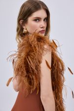 Chiffon Feather Maxi Dress Taba